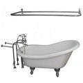Slipper Bathtub with Freestanding Tub Filler, D Shower Rod