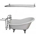 Slipper Bathtub with Freestanding Tub Filler, D Shower Rod