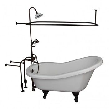 White Fillmore Tub & Shower with Oil Rubbed Porcelain Lever Faucet 4602-PL
