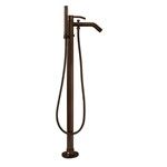 Angular Floor Mount Tub Faucet, Shown in Oil Rubbed Bronze
