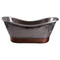 Nickel & Copper Slipper Bath with Mosaic Front