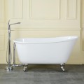 Traditional Slipper Bath Tub Shown with Chrome Claw Feet