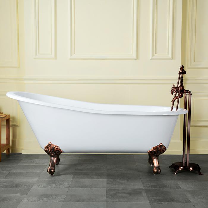 White Slipper Bath with Raised Backrest