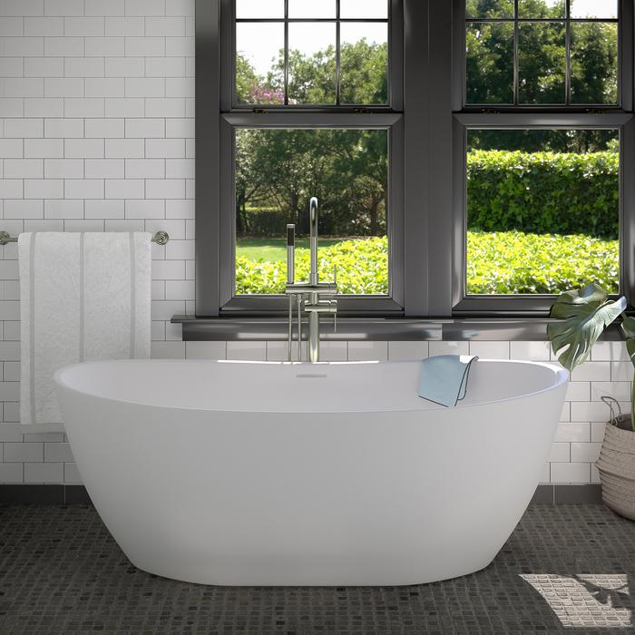 Barclay RTOVN64-OF-WH Howe 65 Resin Freestanding Tub