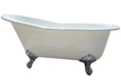 White Slipper Bath with Raised Backrest, Imperial Feet