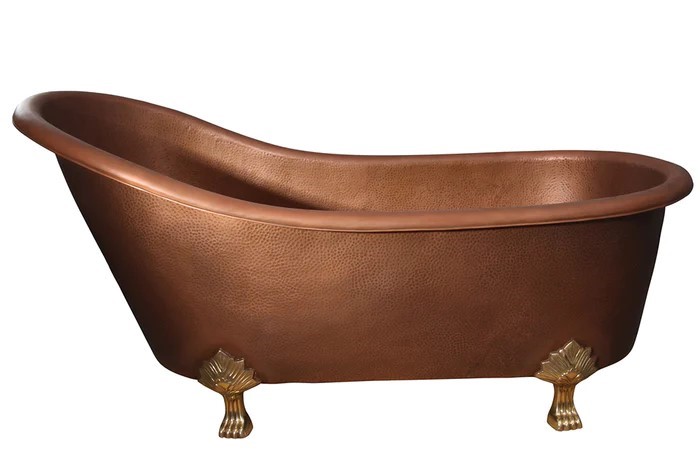 Slipper Copper Clawfoot Tub with Hammered Finish