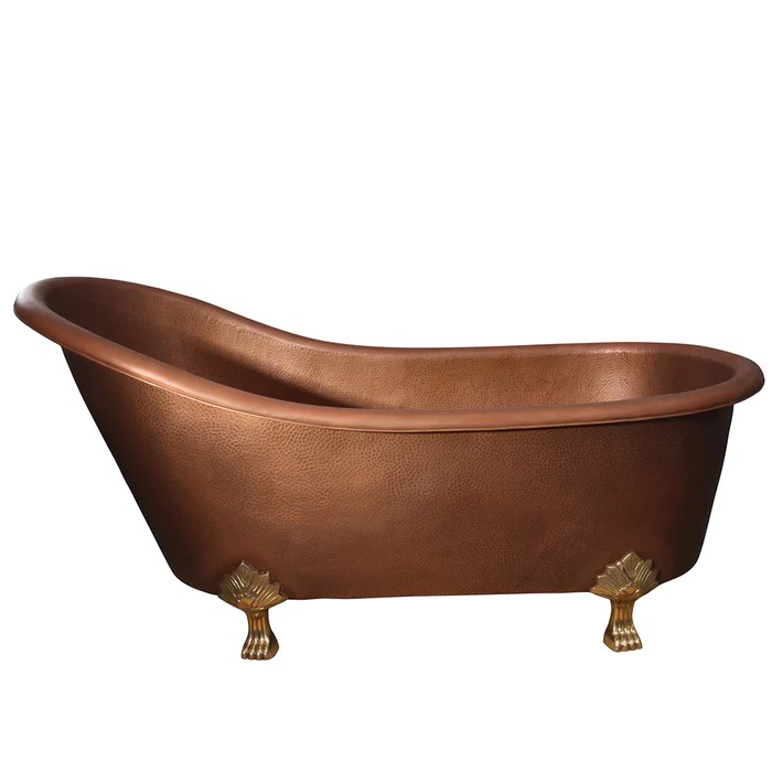 Slipper Copper Clawfoot Tub with Hammered Finish