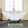Clawfoot Double Slipper, No Holes, Installed with Freestanding Tub Faucet
