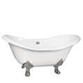 Pedestal Double Slipper, Installed with Freestanding Tub Faucet, Sweeping Rim