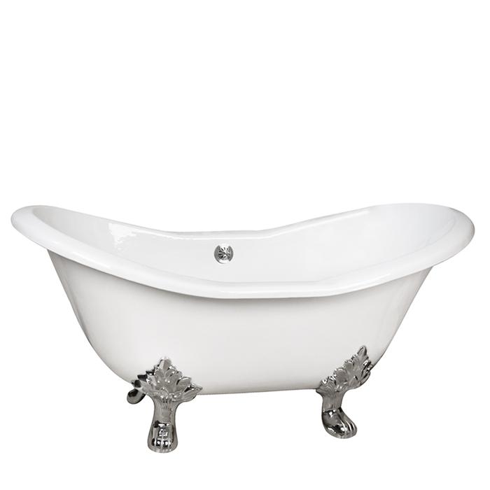 Pedestal Double Slipper, Installed with Freestanding Tub Faucet, Sweeping Rim