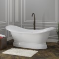 Pedestal Double Slipper, Installed with Freestanding Tub Faucet, Sweeping Rim