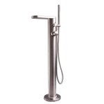 Modern Floor Mount Tub Faucet, Round Style with a Flat Spout