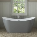Modern Double Slipper Freestanding Bath, Matte Black Exterior