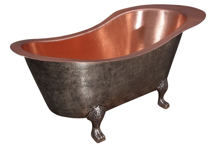 Copper Slipper Clawfoot Tub with Hammered Exterior Finish