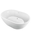 Wide Oval Freestanding Bath with Center - Side Drain