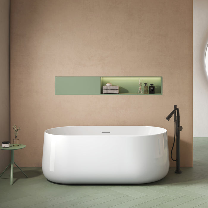 Oval Bath, Thin Flat Rim, in Glossy White