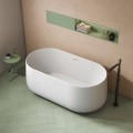 Matte White Freestanding Bath, Curving Bottom