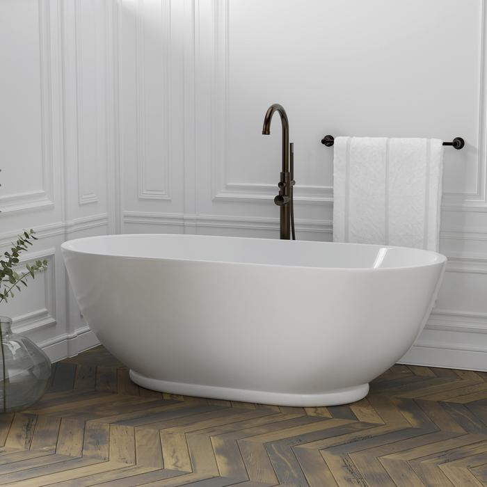 Radcliff Shown with a Freestanding Faucet Centered Behind the Tub