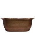 Oval Copper Tub with Pedestal Base, Rolled Rim