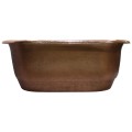 Oval Copper Tub with Pedestal Base, Rolled Rim