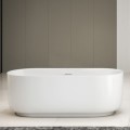 Oval Bath, Thin Flat Rim, Recessed Base in Glossy White