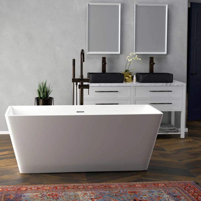 Contemporary Rectangle Freestanding Bath with Angled Sides
