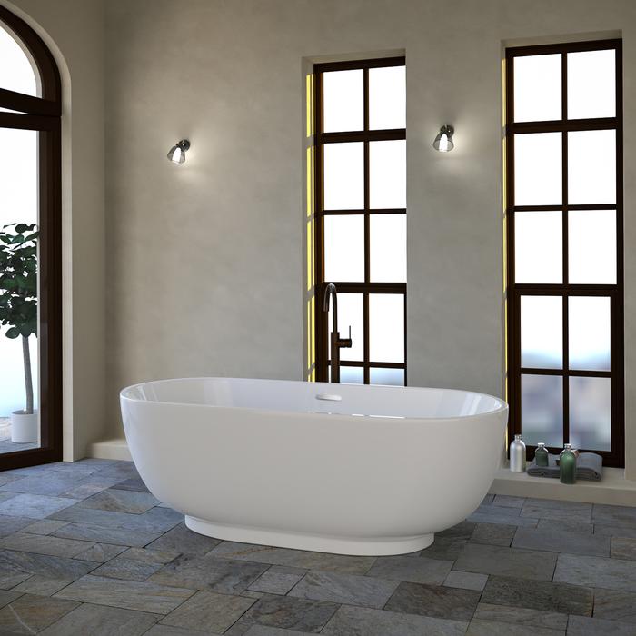 Oval Freestanding Bath with Rounded Sides, Flat Rim