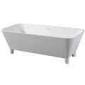 Rectangle Freestanding Tub with Rounded Corners, Modern Feet and Slotted Overflow