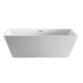 Modern Rectangle Bath with Thin Rim, Linear Drain