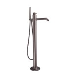 Modern Freestanding Tub Filler, Angled Spout, Round Faucet Design