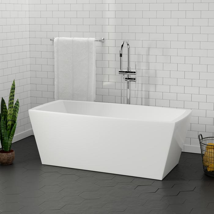 Modern Rectangle Bath Shown with Freestanding Tub Faucet