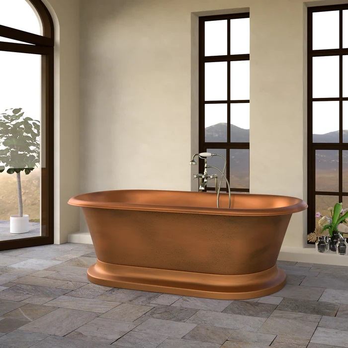 Copper Freestanding Tub with a Hammered Finish