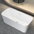 Matte White Freestanding Bath, Faucet Shelf