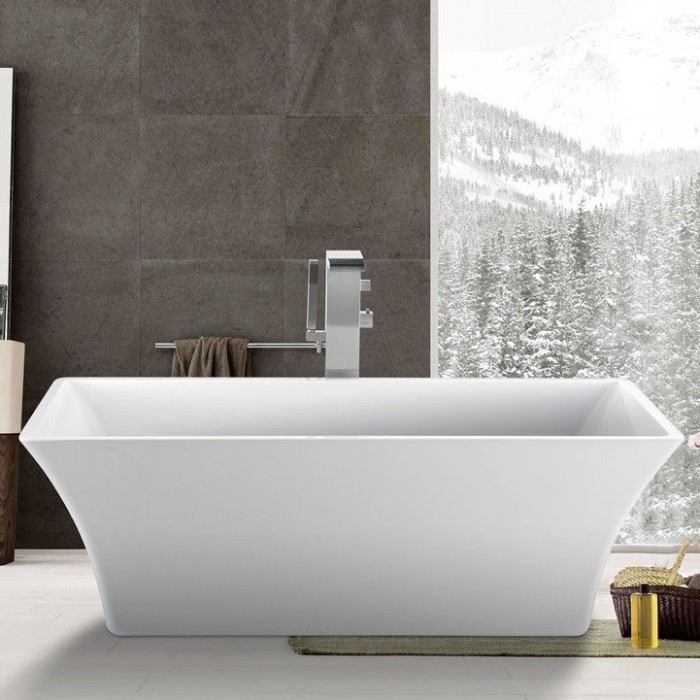 Modern Rectangle Freestanding Bath with Thin Rim