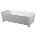 Rectangle Freestanding Tub with Rounded Corners, Modern Feet and Slotted Overflow