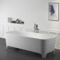 Rectangle Freestanding Tub with Rounded Corners, Modern Feet and Slotted Overflow