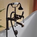 Wide Spout, Porcelain Lever Tub Filler with Hand Shower