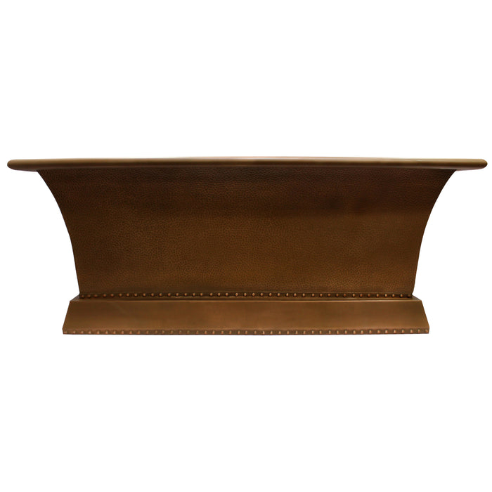 Rectangle Copper Tub with Pedestal Base, Flat Rim