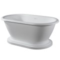 Freestanding Tub with Rolled Rim, Pedestal Base, Linear Overflow