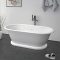 Freestanding Tub with Rolled Rim, Pedestal Base, Linear Overflow