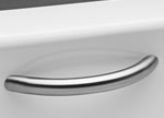 Chrome Curved Grab Bar on White Bath