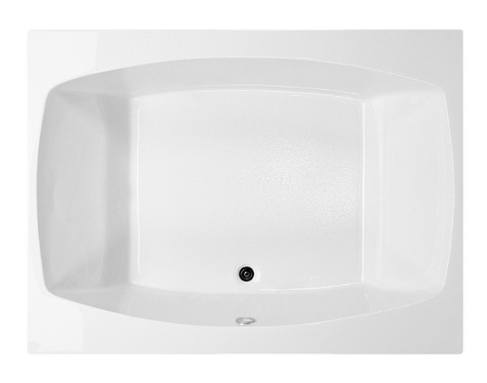 Rectangle Bath Tub with Oval Interior and Center-Side Drain