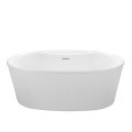 Small Oval Freestanding Tub with Faucet Deck, Center Drain, Linear Overflow