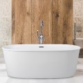 Oval Freestanding Bath with Angled Sides, Flat Overlapping Rim