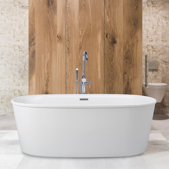 Oval Freestanding Bath with Angled Sides, Flat Overlapping Rim