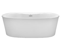 Small Oval Freestanding Tub with Center Drain, Linear Overflow