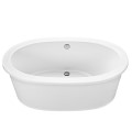 Modern Oval Freestanding Bath with Flat Rim, Center Side Drain