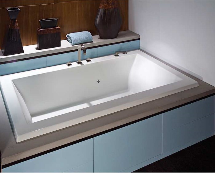 Andrea 14 Bathtub Installed as a Drop-in, Solid Surface Deck