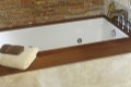 Andrea 15 Bathtub Installed as an Undermount, Wood Top