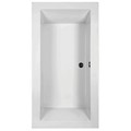 Modern Rectangle Bathtub, Center Side Drain, Flat Rim